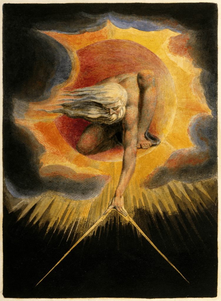 William Blake - El Anciano de los días (1794). La representación de la conciencia creadora aquí nos evoca a esa fidelidad a nosotros mismos.
